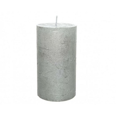CANDELA CILINDRICA METALL. SILVER 6.8X12C